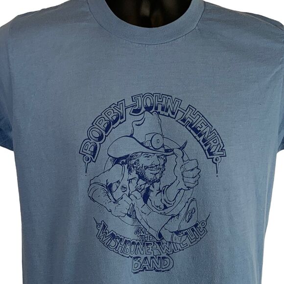 Screen Stars Other - Vintage 80s Bobby John Henry T Shirt Wishbone Willie Band Country Blue M Medium